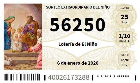 El Niño Lotto Los mit typischem Design und 5-stelliger Nummer